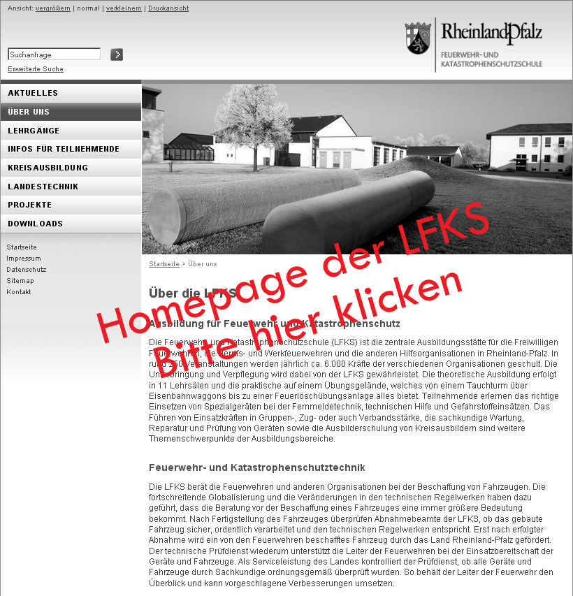 Homepage der LFKS